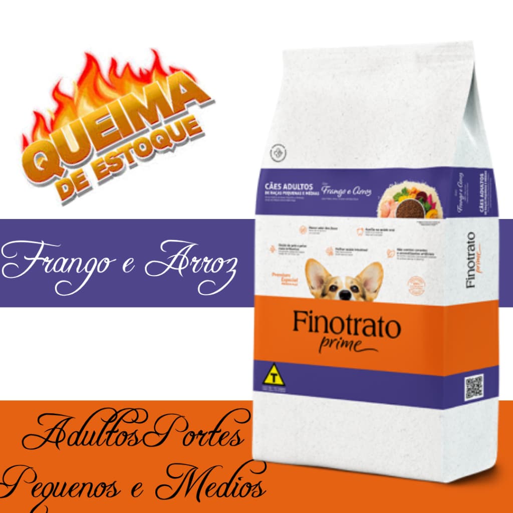 Finotrato PRIME Caes Adultos Porte Pequeno 15kg Raçao Premium Plus Premium Especial