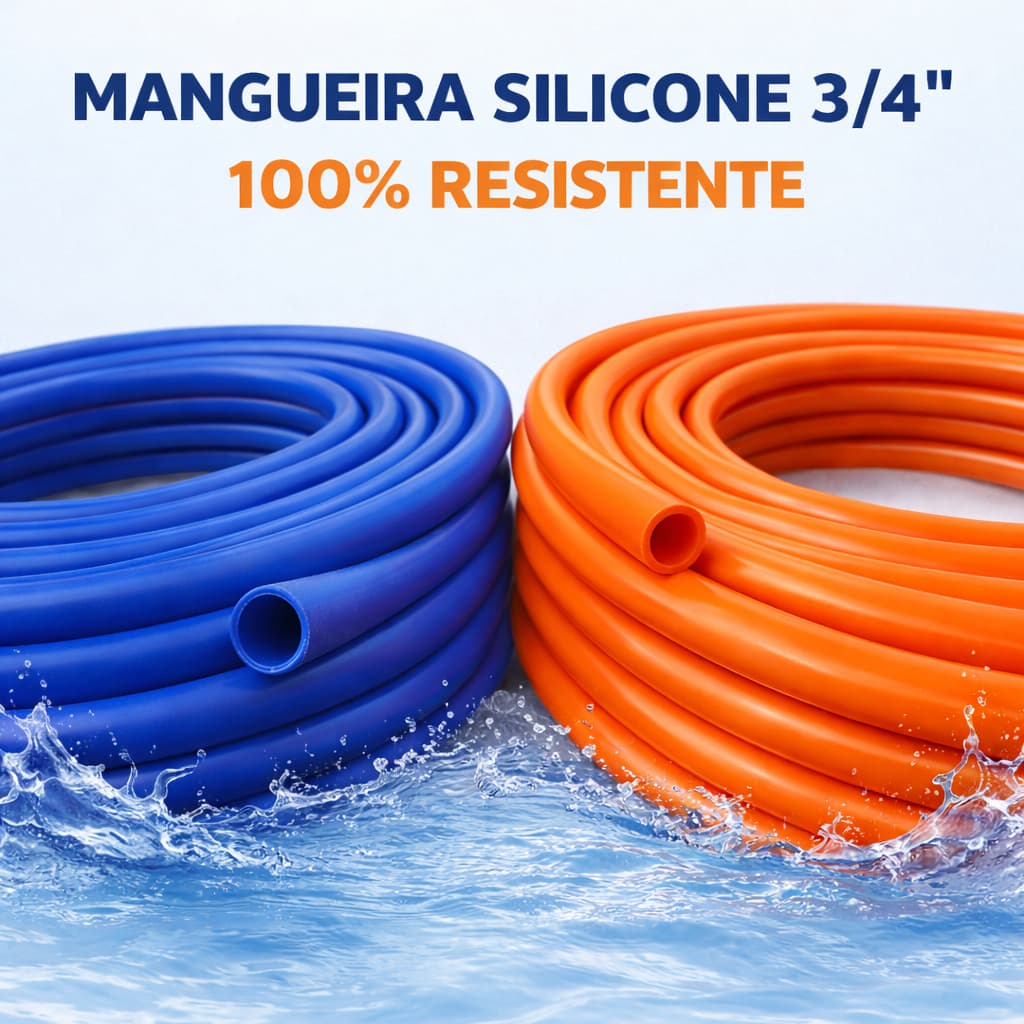 Mangueira Jardim Reforçada 3/4 Alta Pressão Flexível Siliconada Azul Irrigação Quintal Sítio