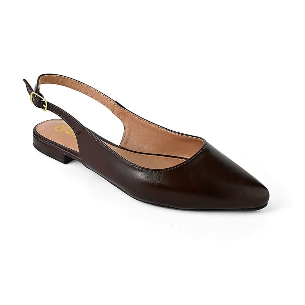 Sapatilha Feminina Slingback Bico Fino Salomé Social Rasteira Confórtável Salto Baixo 2 Centímetros