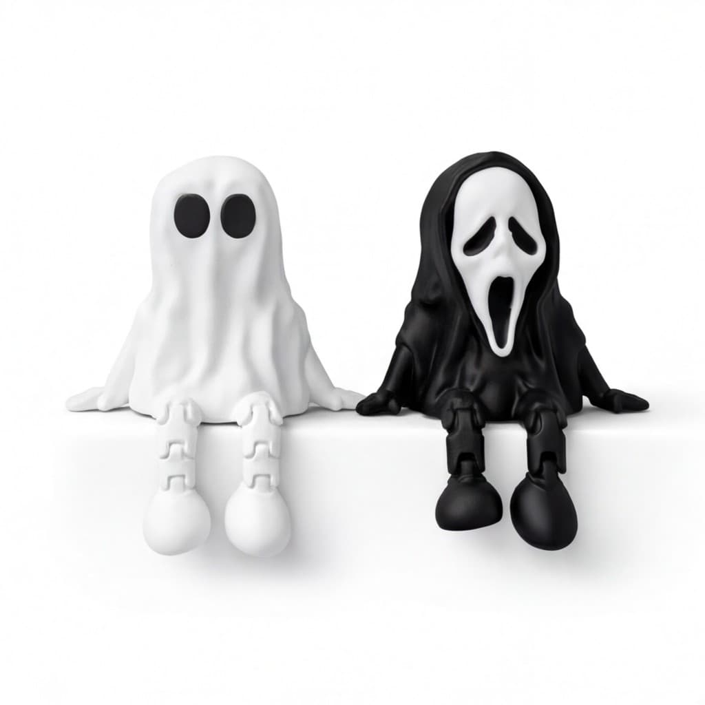 Enfeite Gamer Fantasminha e Ghostface Para Setup Gamer Geek Quarto PC Decoração