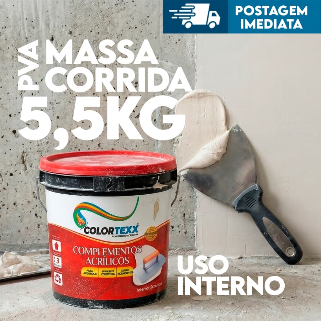 Massa Corrida Premium Pva 5,5kg Acabamento Nivelador Fácil Aplicação - Colortexx branca parede