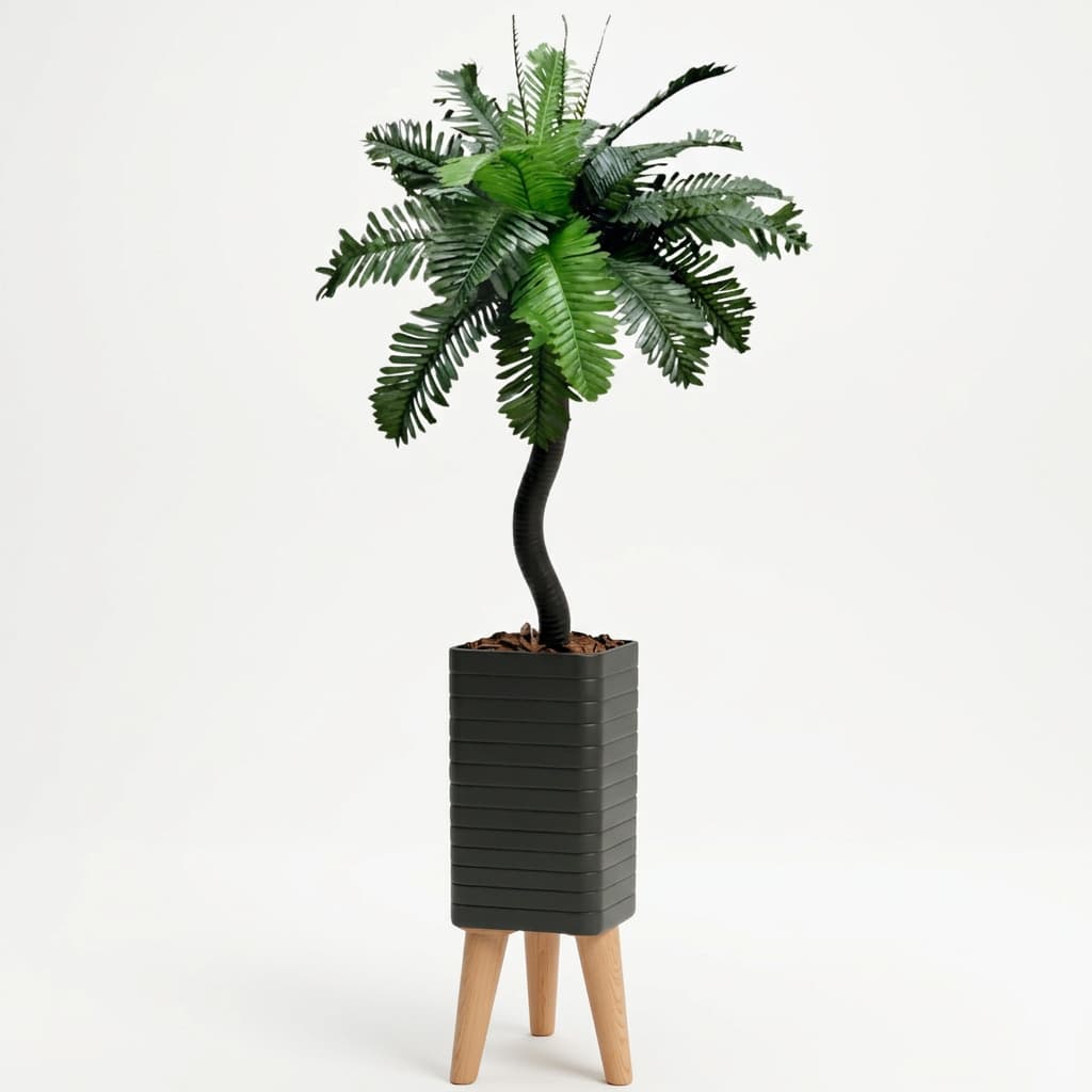 Coqueiro Artificial Decoração 110 Cm Com Vaso Tripé Preto Design Moderno Sala