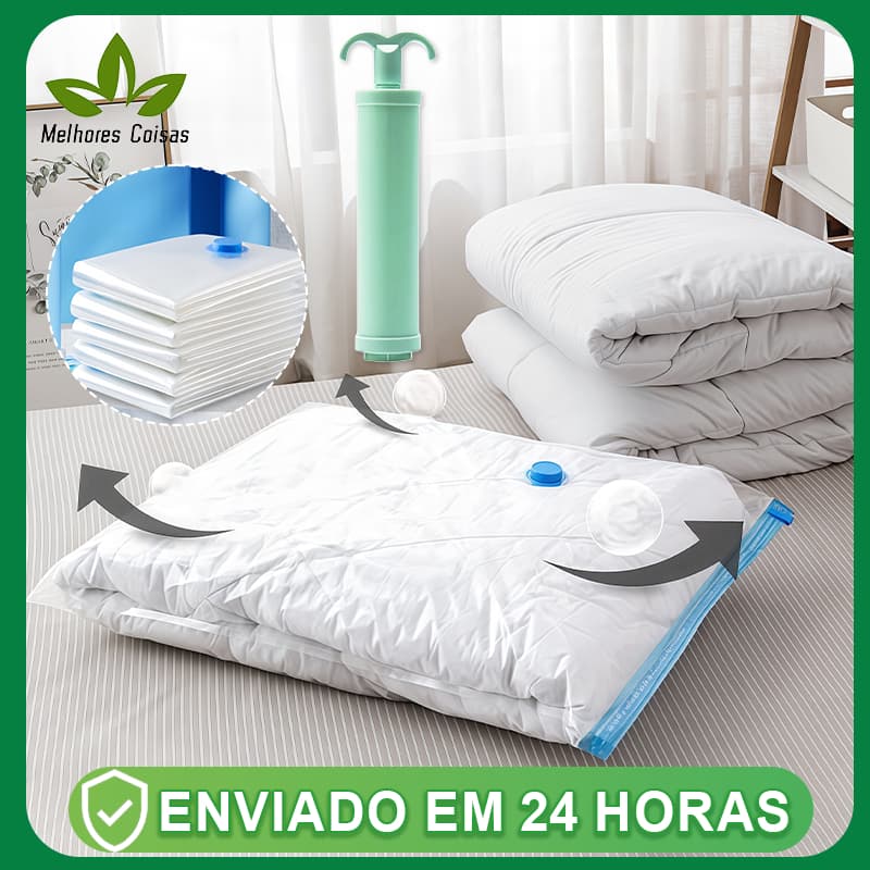 Kit 3/5 Saco A Vácuo + Bomba Organização Para Bordo Viagem Organização De Guarda roupas