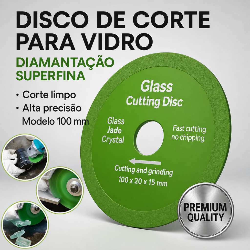 Disco Para Cortar Vidro 100mm Piso Espelho Cerâmica Porcelanato Ultrafino Reforma Materiais Diversos