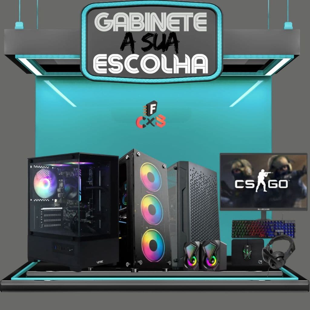 Pc Completo Preto i7 3° 32gb, Ssd 1tb, Placa de Video Gtx750 + Monitor 21,5 + Kit Gamer (Mouse,Teclado,Headset,Mousepad)