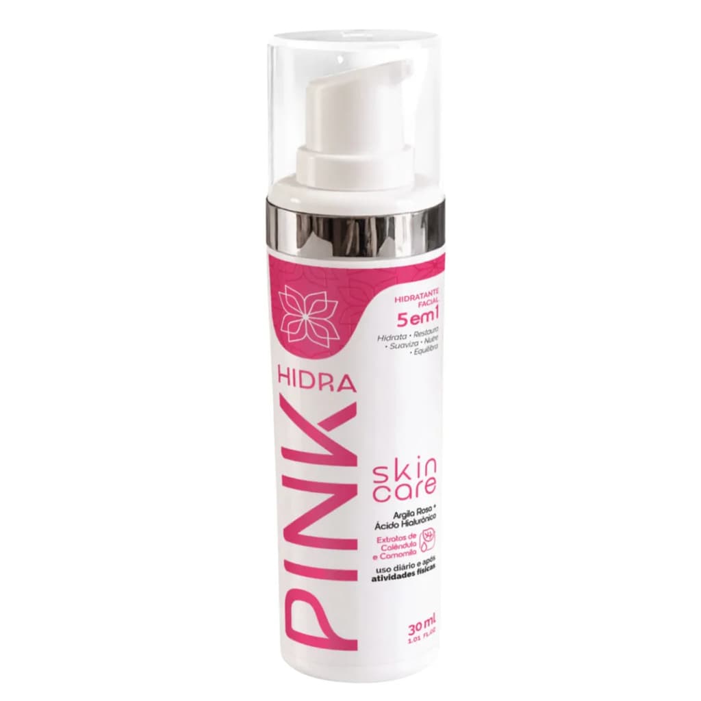 Hidratante Facial Pós Treino 5 em 1 Hidrapink Ácido Hialurônico Argila Rosa Calmante Skincare Rosto