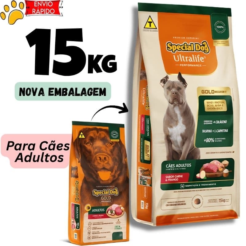 Ração Special Dog Ultralife Gold Performance Carne e Frango 15Kg