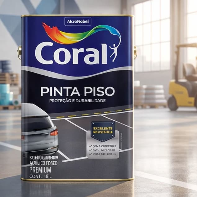 Tinta Pinta Piso Premium Tinta de Alto Trafego Resistente 18l Tinta de Piso Coral Quadras e Garagem