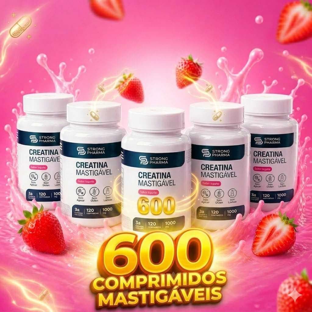 CREATINA MASTIGÁVEL - 600 COMPRIMIDOS - SABOR IORGUTE 3G DE CREATINA POR DOSE /1000MG