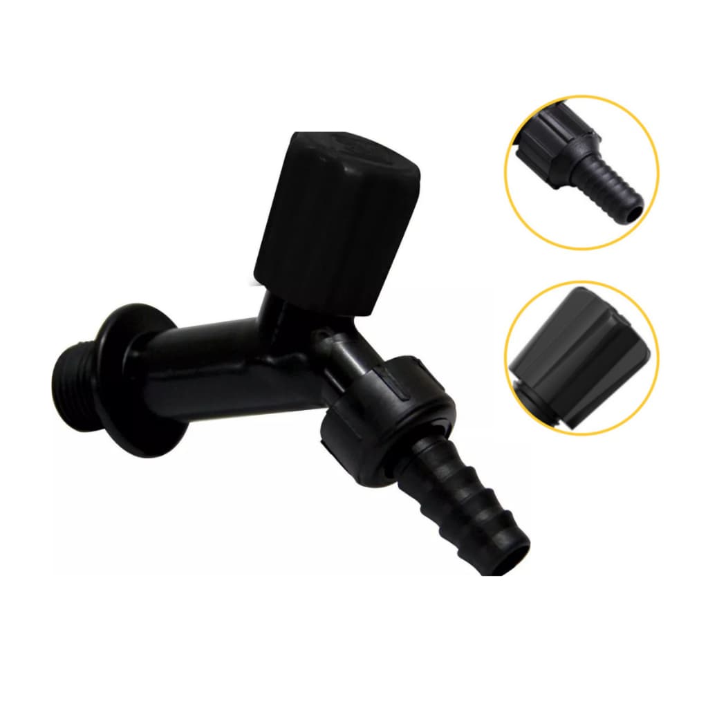 Kit com 12 Torneiras de Jardim/Tanque Plástica Preta - VALEPLAST