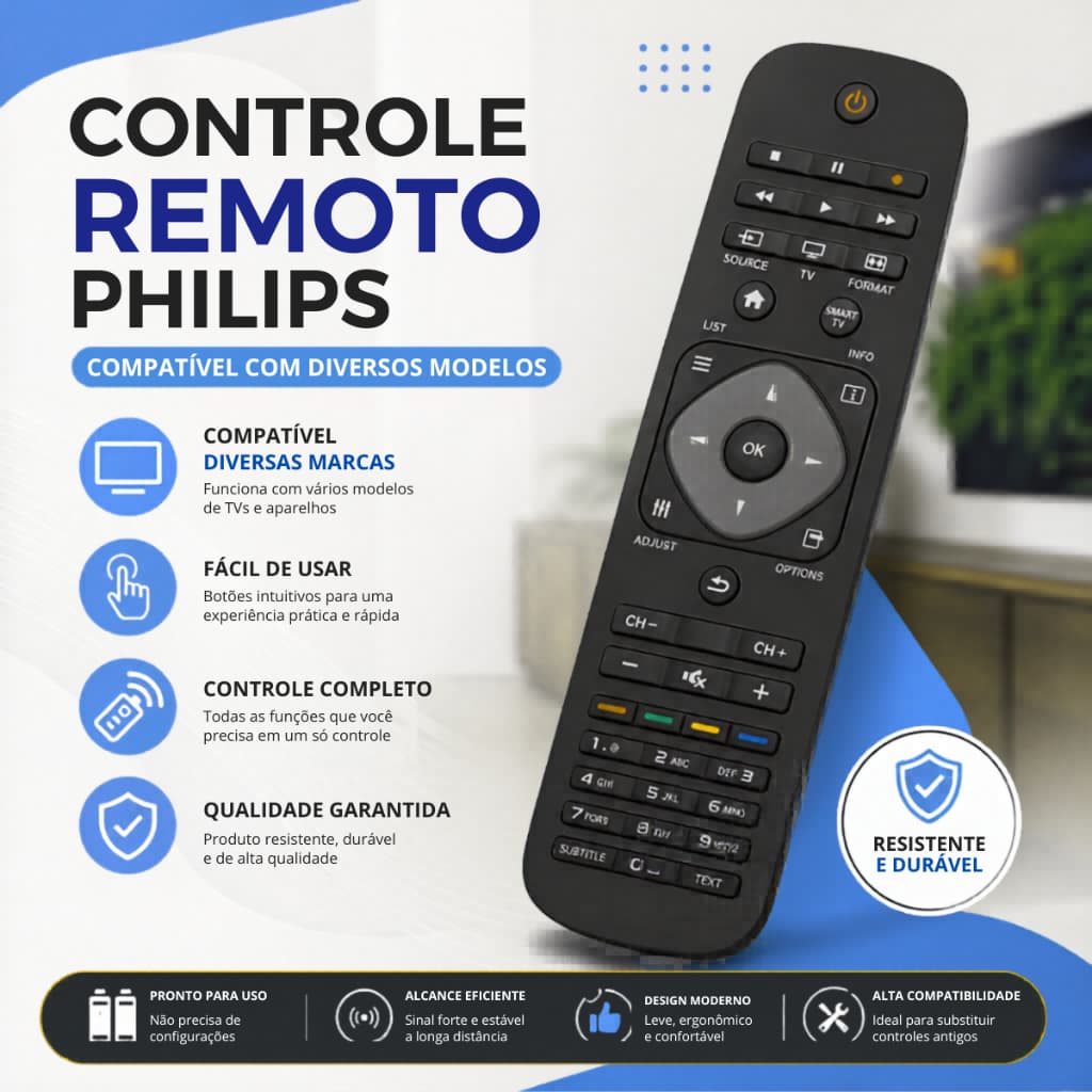 Controle TV Philips Universal Compatível LCD LED Smart TV