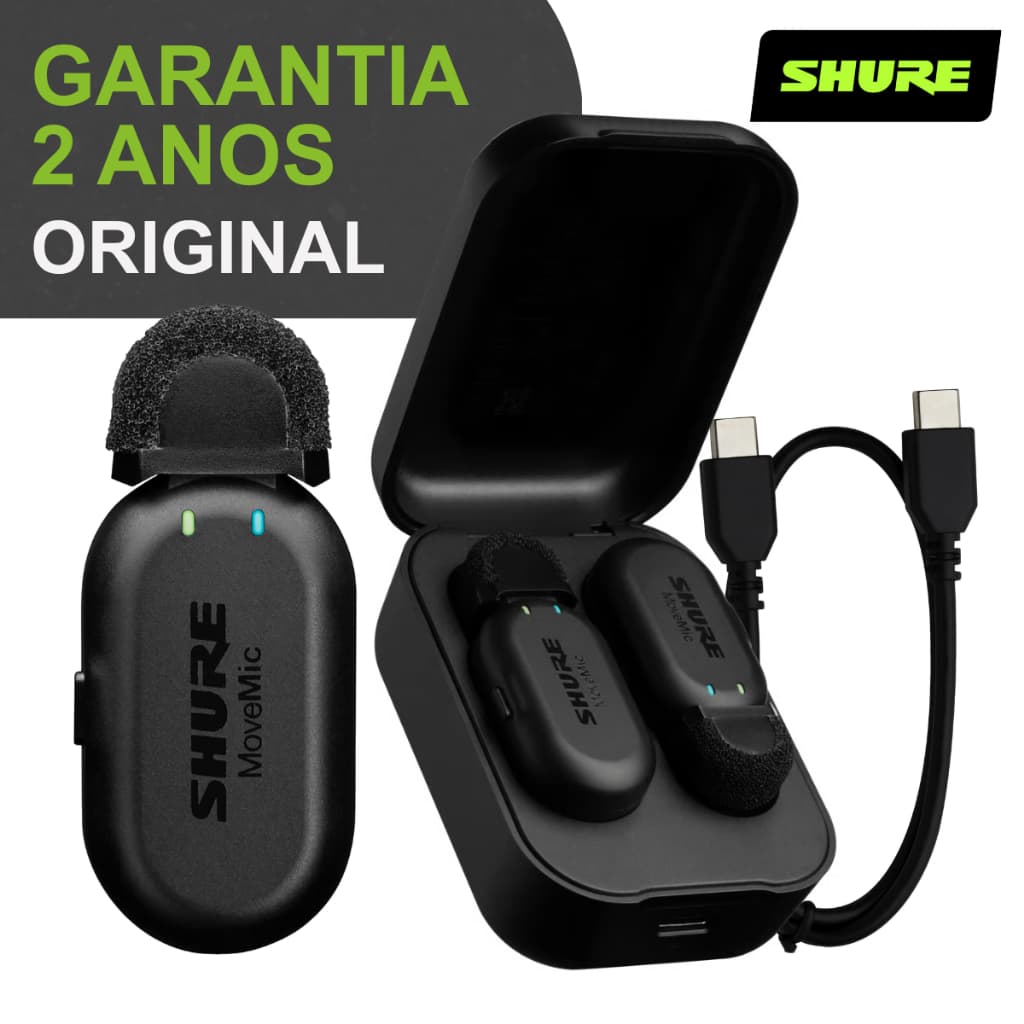 Microfone de Lapela Sem Fio Microfone Sem Fio Profissional Microfone Shure Original Movemic Two