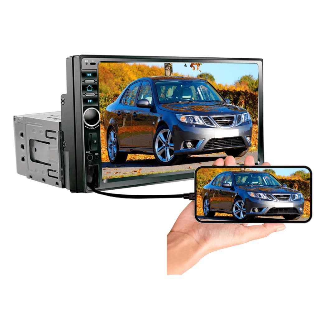 Central Multimidia HT-2500 Usb sd Aux MP5 Bluetooth H-TECH 1 Din 7 Pol Espelhamento IOS e Android