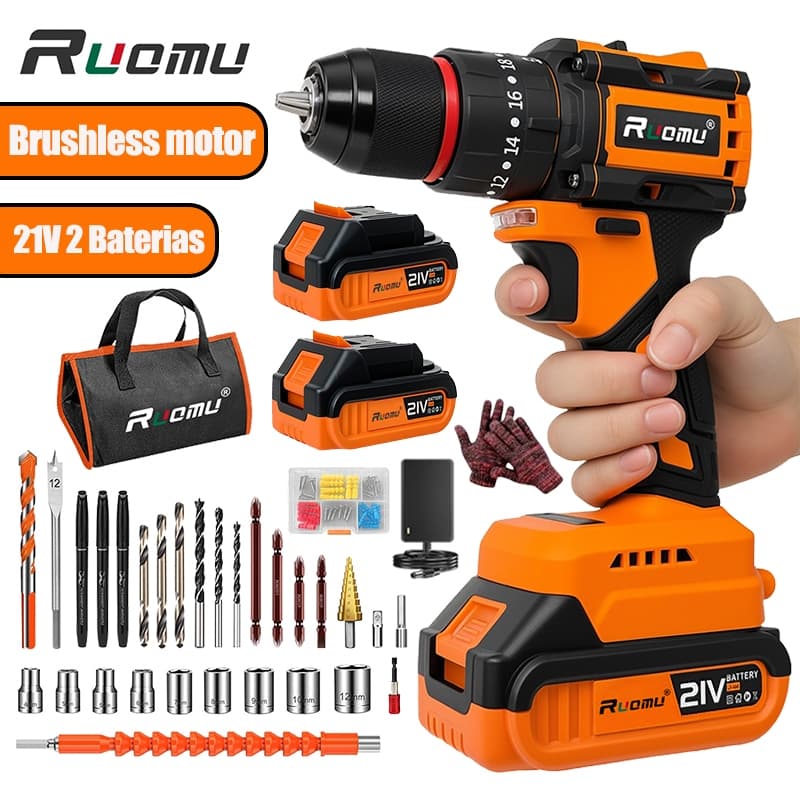 Furadeira parafusadeira portátil​ Brushless 21V 2.0Ah 120N.M parafusadeira elétrica