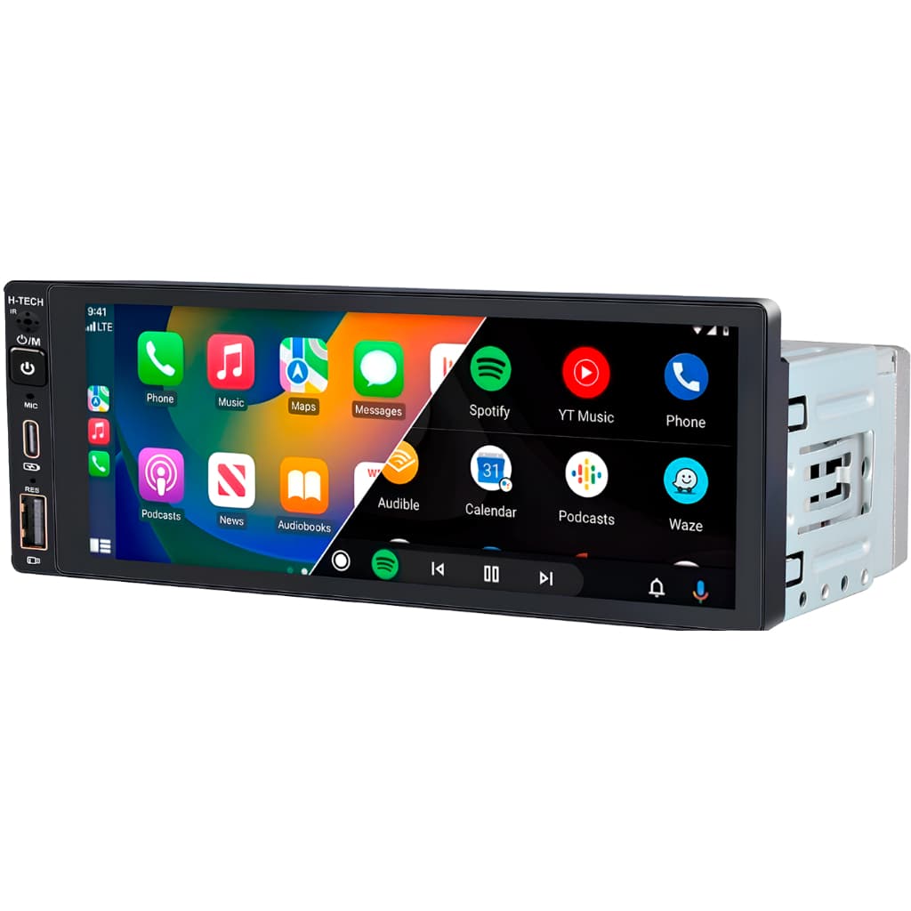 Multimídia MP5 H-Tech 1 DIN 6.9" CarPlay Android Auto Bluetooth Espelhamento