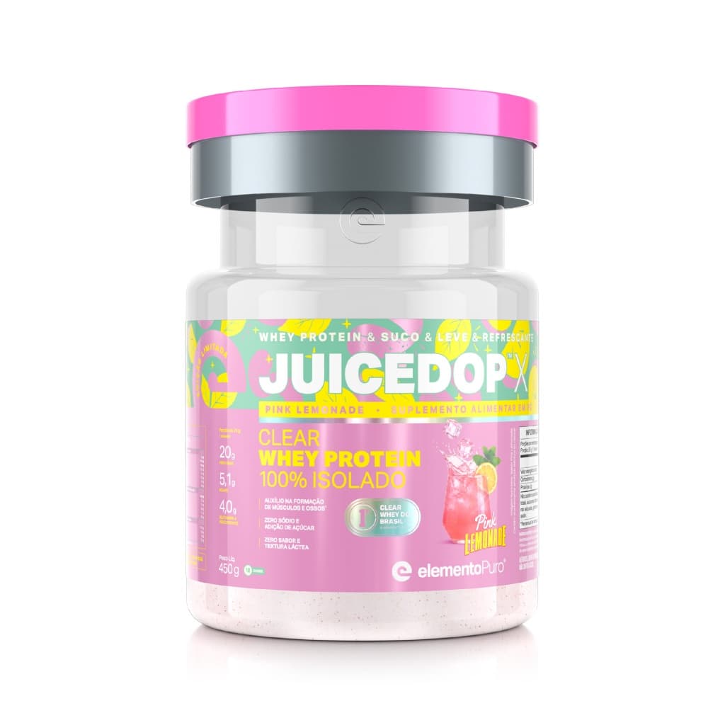 Whey Protein JUICEDOP ISO Clear Whey Protein 100% Isolado Pote 450g elementoPuro Whey Jeito de Suco