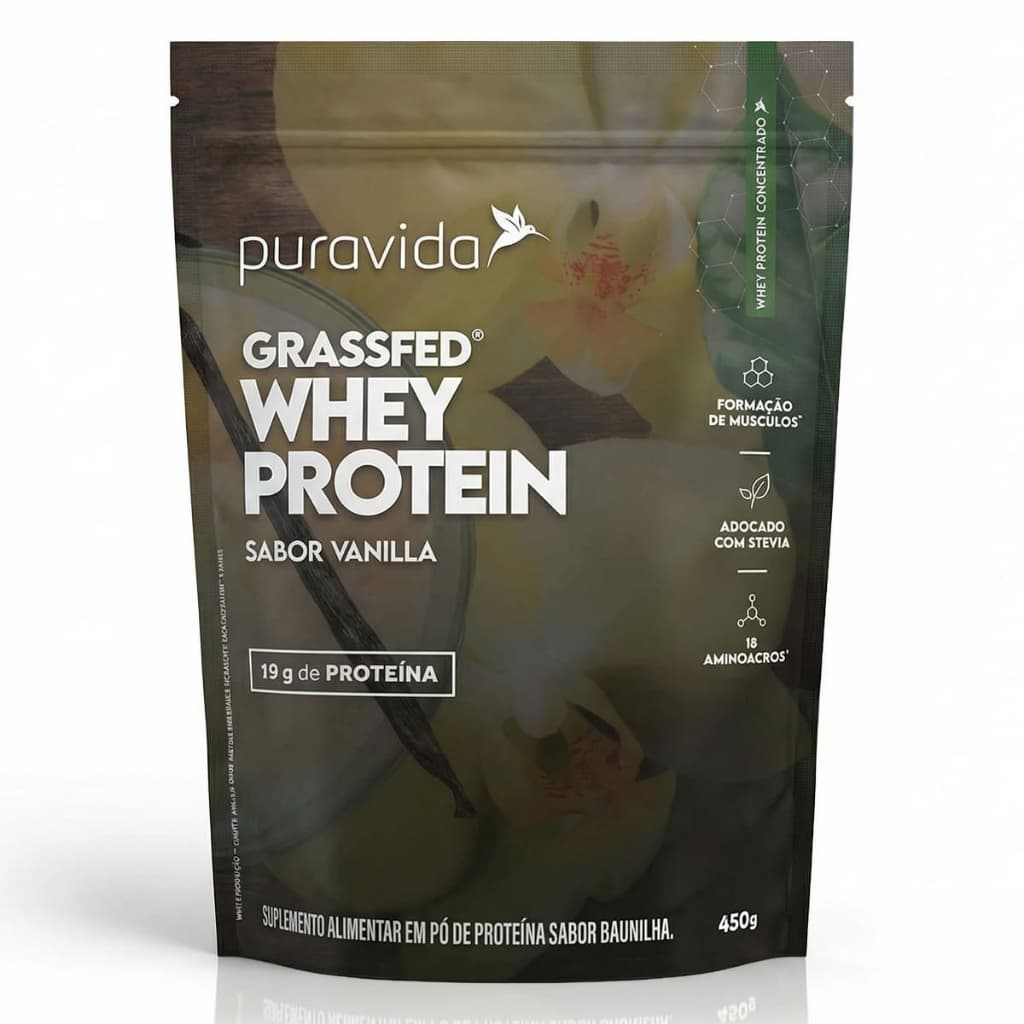 Whey Protein Grassfed Vanilla Do Tahiti 450g Puravida