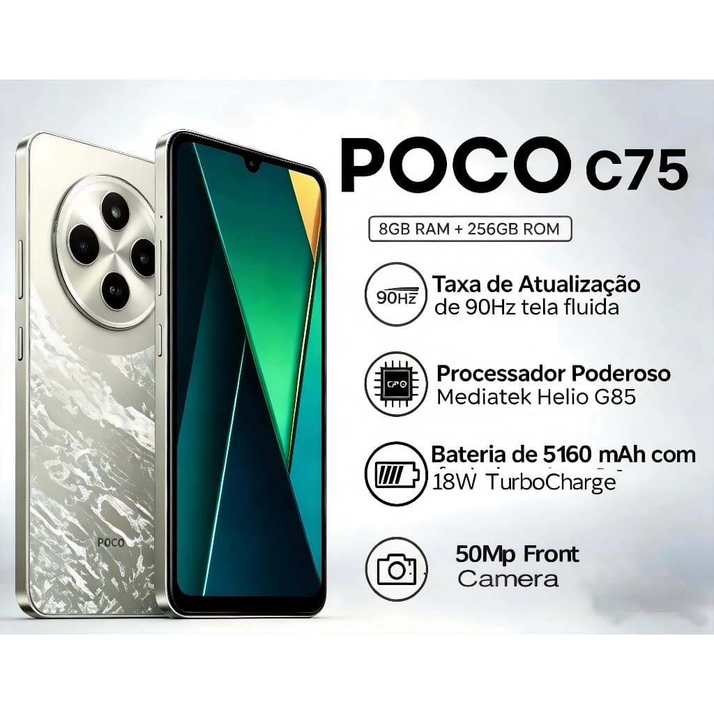 Xiaomi Poco C75 NFC 8GB+256GB RAM Global Version  6.8" Screen 5160 mAh Battery