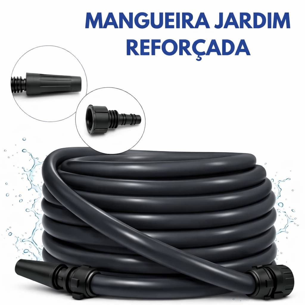 Mangueira de Jardim Silicone Premium Super Flexível Reforçada Preta Premium Resistente