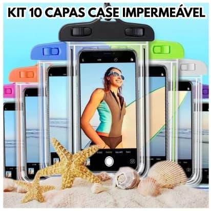 Kit 10 Capas Bolsas Prova Dagua Impermeavel Universal Transparente Celular Protegido