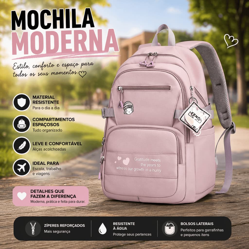 Mochila Bolsa Coreana Escolar De Grande Capacidade P/ Estudante Feminina Impermeável