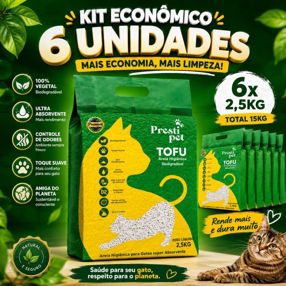 Kit 6 Areias Sanitária Premium Grãos Finos Viva Verde Para Gatos Limpeza Plena 24kg Envio Imediato