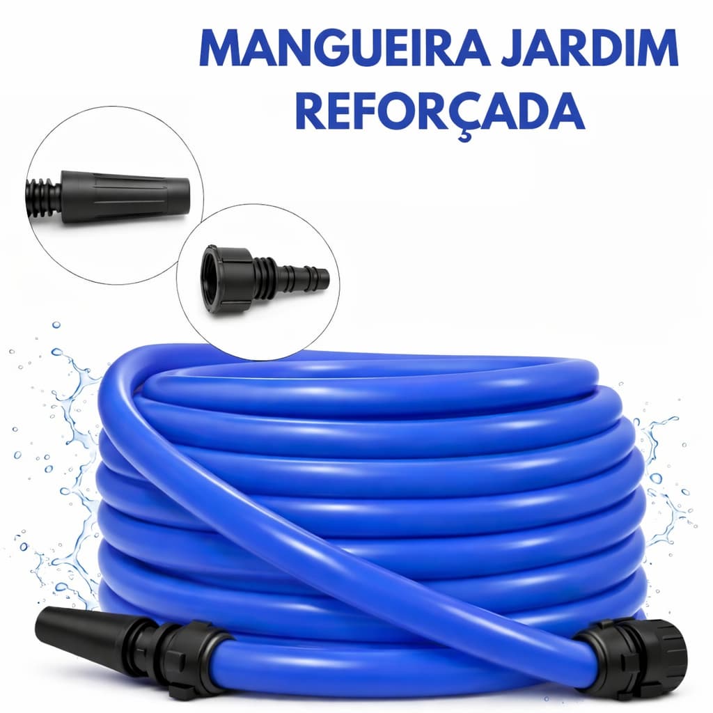 Mangueira Jardim Siliconada Reforçada Premium Anti Torção Alta Resistência Flexível Azul