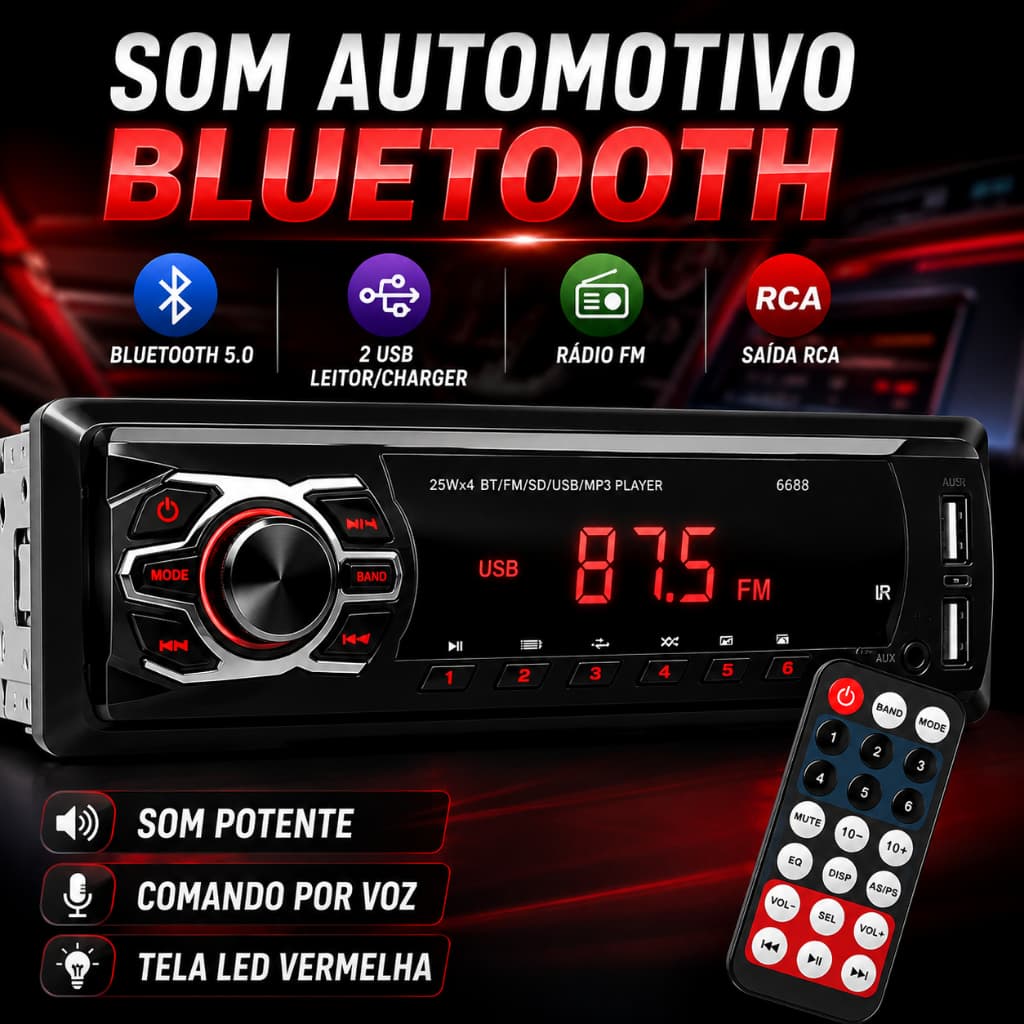 Aparelho de som carro Radio Automotivo Bluetooth Pendrive Sd Rádio