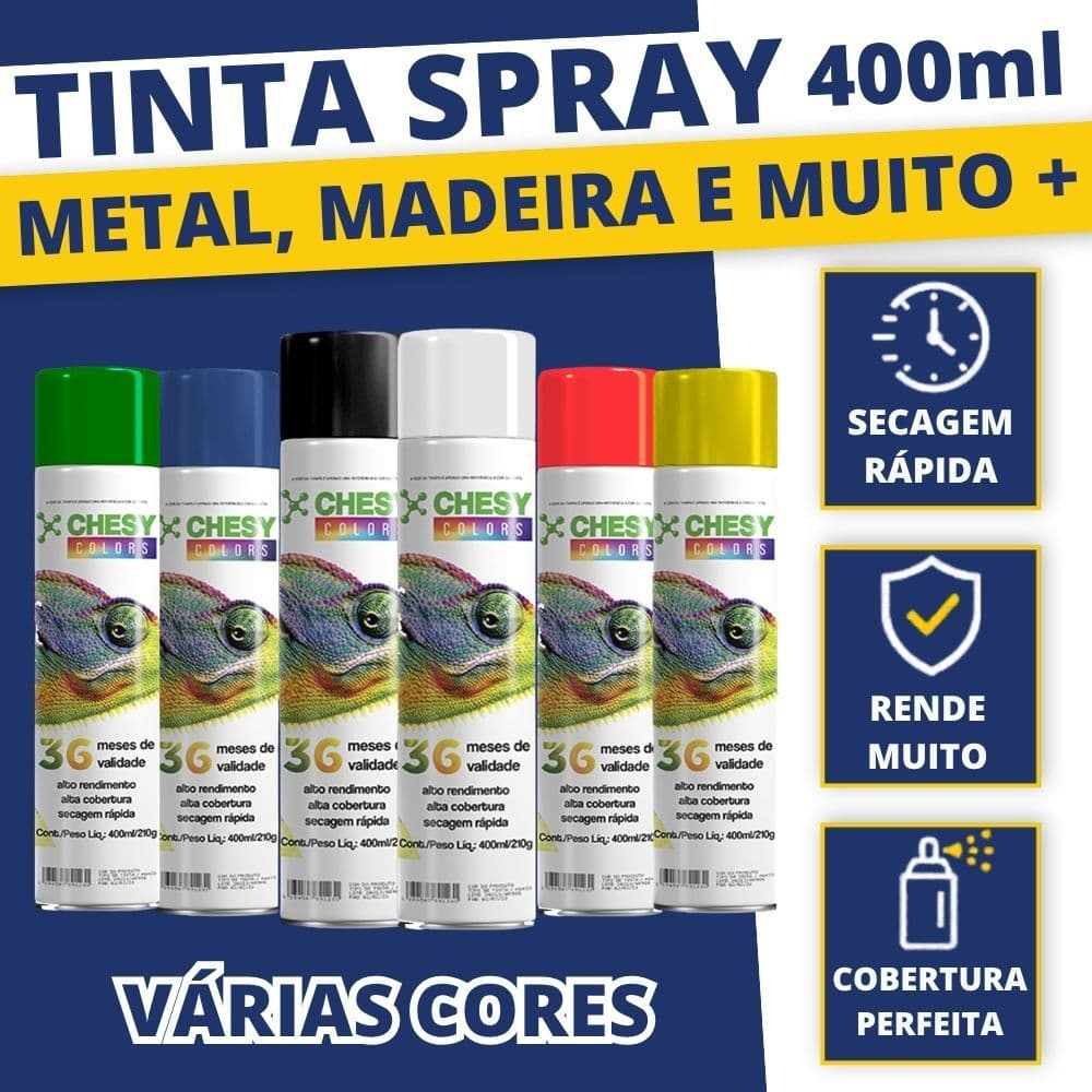 Tinta Spray Uso Geral Tinta Spray para Metal Tinta Spray Automotivo Tinta Spray para Madeira 400ml