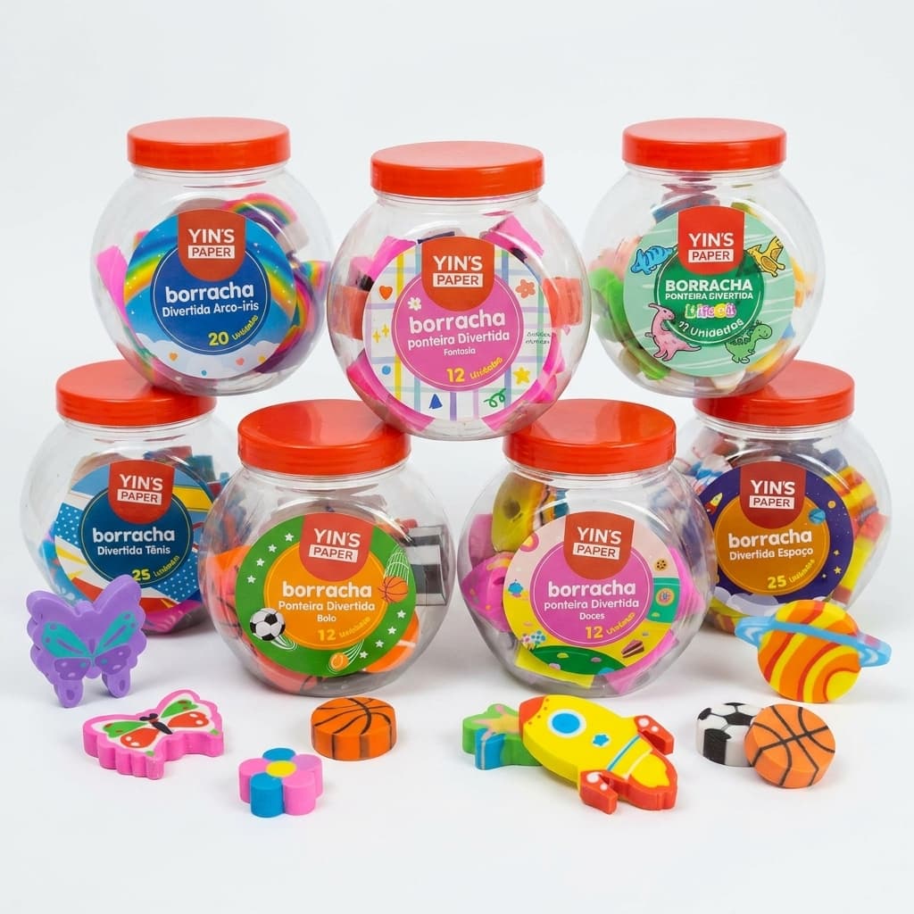 Borrachinhas Fofas Kawaii Divertidas Material Escolar Infantil Menina Menino Borrachas Kit Conjunto