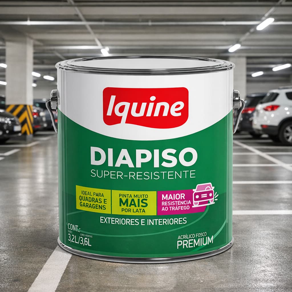 Tinta Acrílica Iquine Tinta Dipiso Interno e Externo 3,6L Tinta Pisos Rende 18m² Estacionamentos