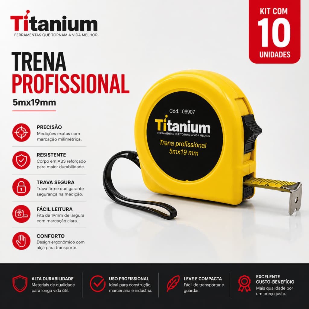 Kit Trena Metrica Profissional 5m X 19m - Titanium Escolha as Unidades Kit c/ 10 ou Kit c/  20