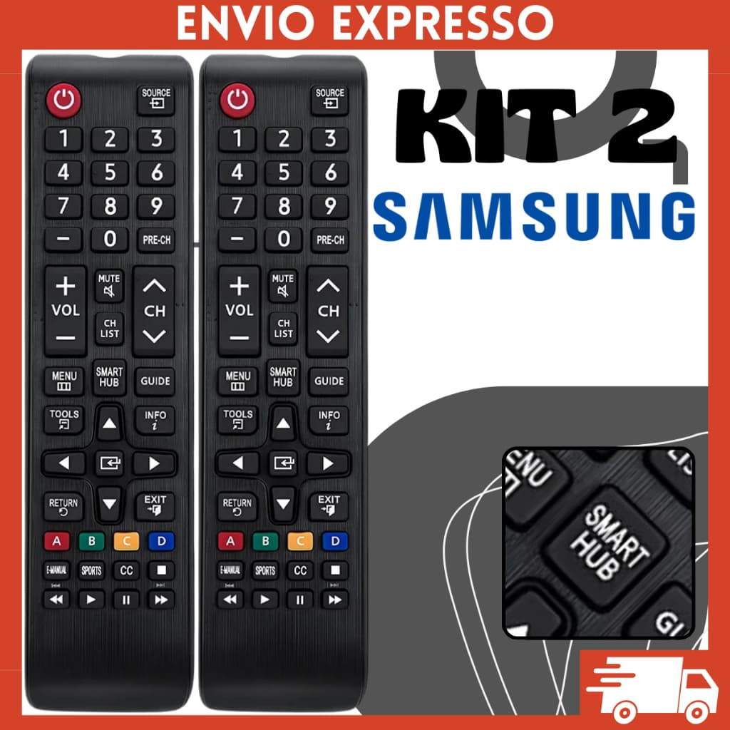 Controle Remoto Compatível para TV Samsung 4K Smart Hub UN AU KU