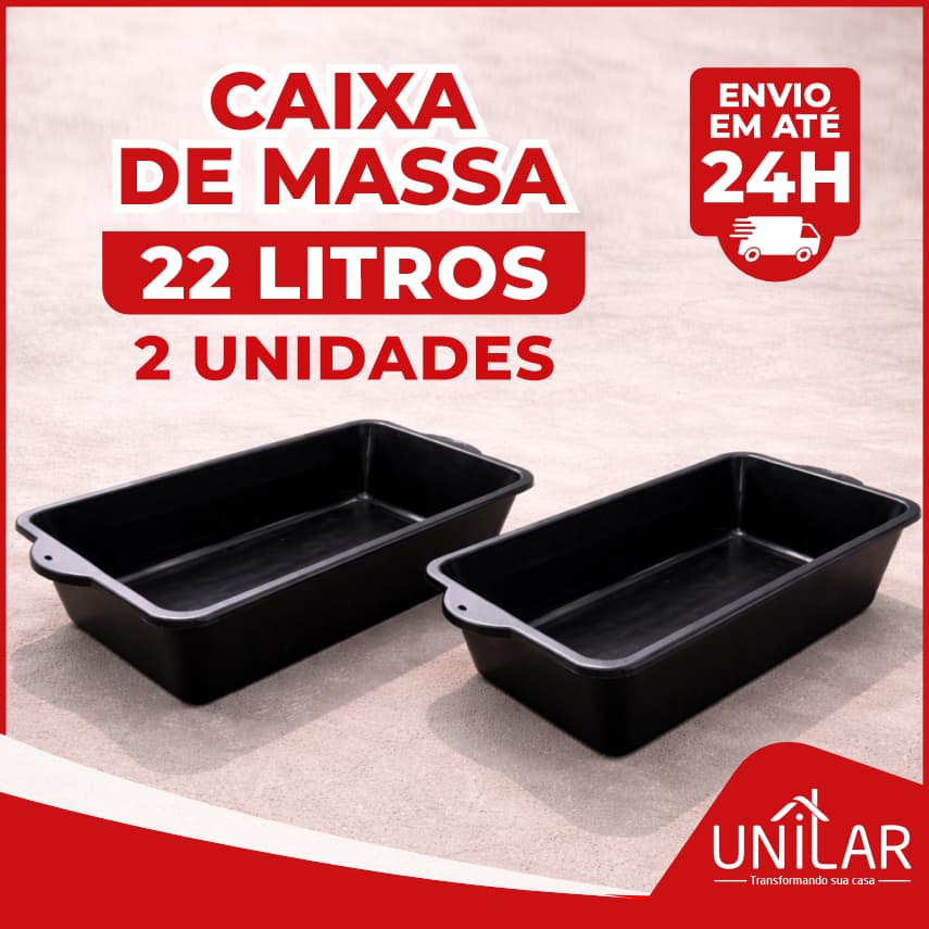 KIT 2 Caixas de Massa 22 LITROS MULTIUSO  Construção Resistente Caçamba Concreto Massa Areia Gato Pet