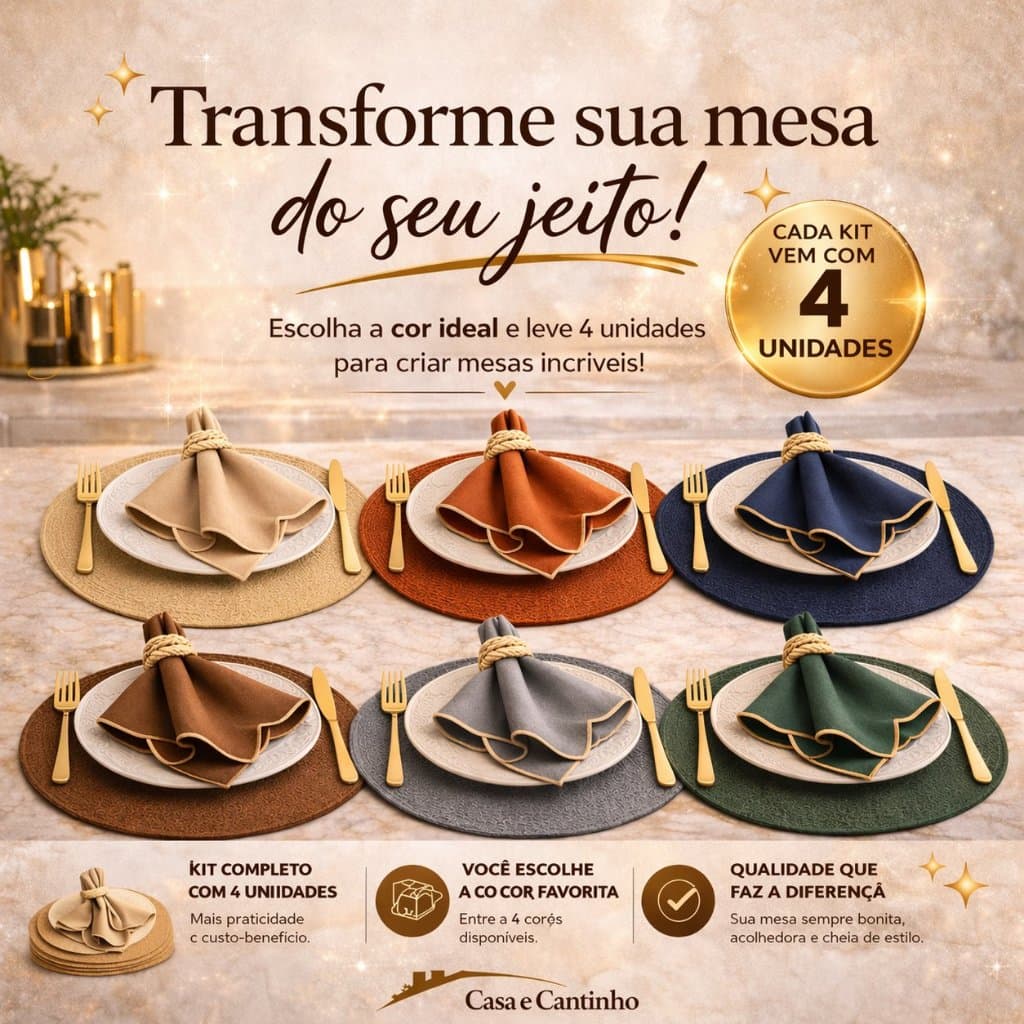 Jogo Americano 4 Souplast Jantar Mesa Posta Cozinha 38cm Redondo