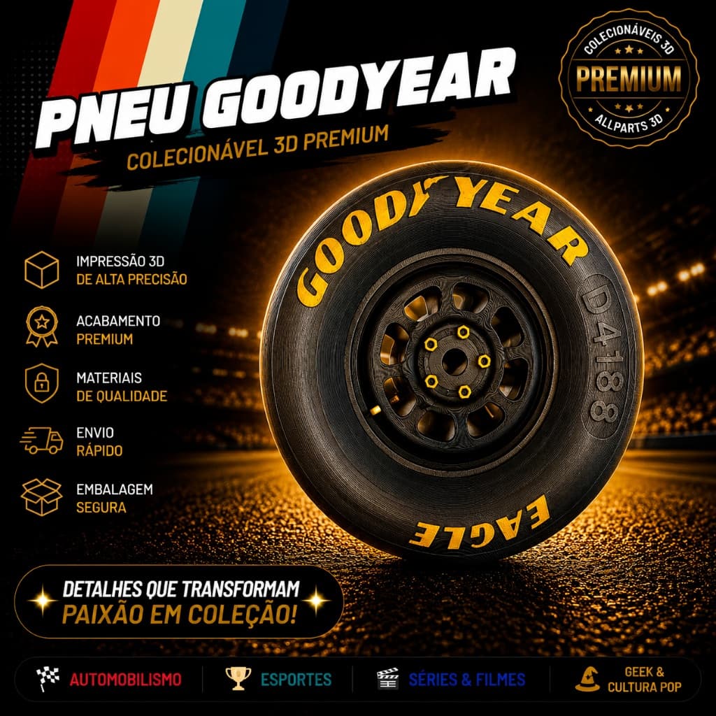 Miniatura Pneu NASCAR 15cm | Decoração Racing