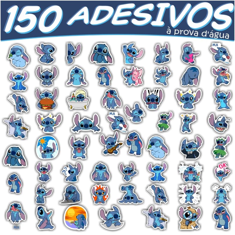 150 Adesivo Lilo Stitch Decorativo garrafa bicicleta notebook Infantil APROVA DAGUA