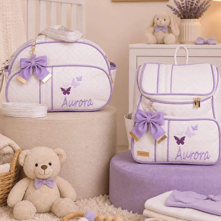 Kit Bolsa Maternidade Menina/Menino Personalizada com nome Star  - 02 Peças