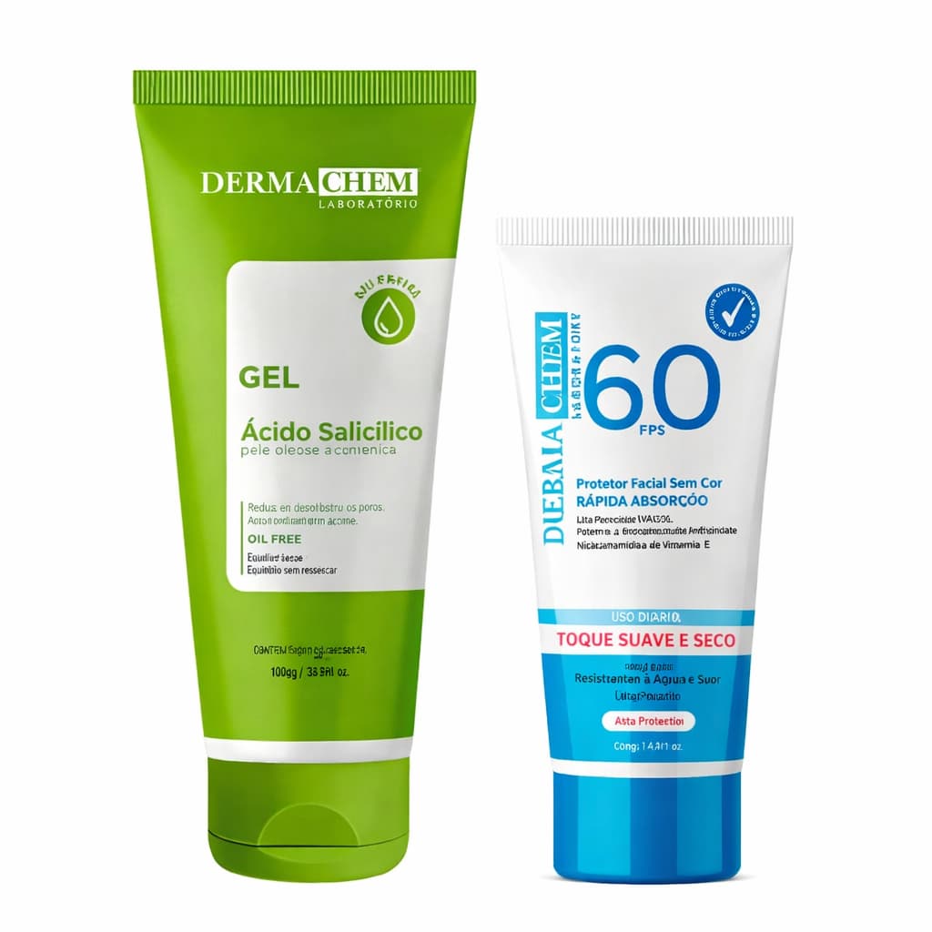 KIT SKIN CARE Dermachem Peles Oleosas e Acnes 1 Gel Antioleosidade 1Protetor Solar Fps60 - SKINCARE