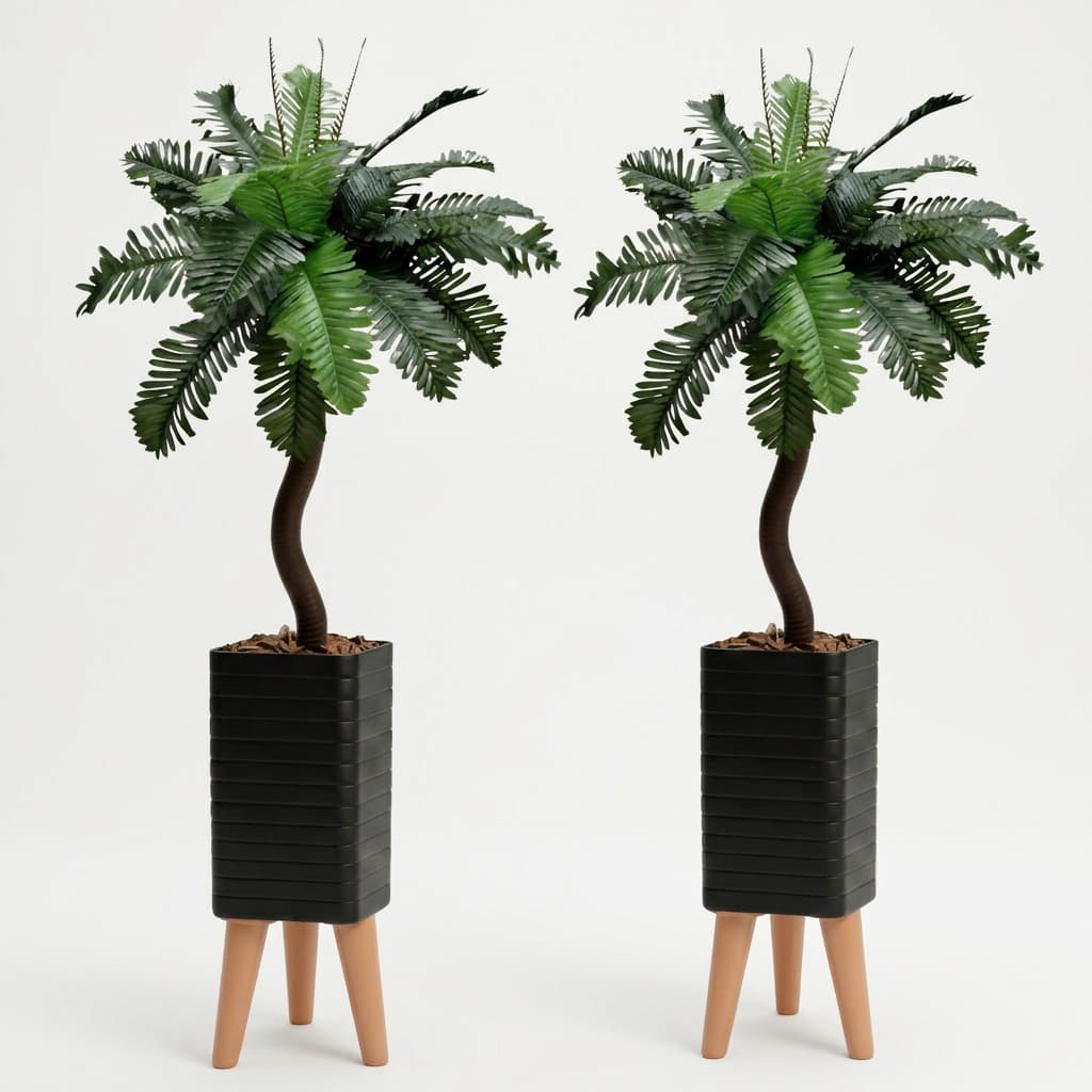Kit Decorativo 2 Unid Planta Artificial Realista Completa Com Vaso Design Moderno Decoração Casa Escritório