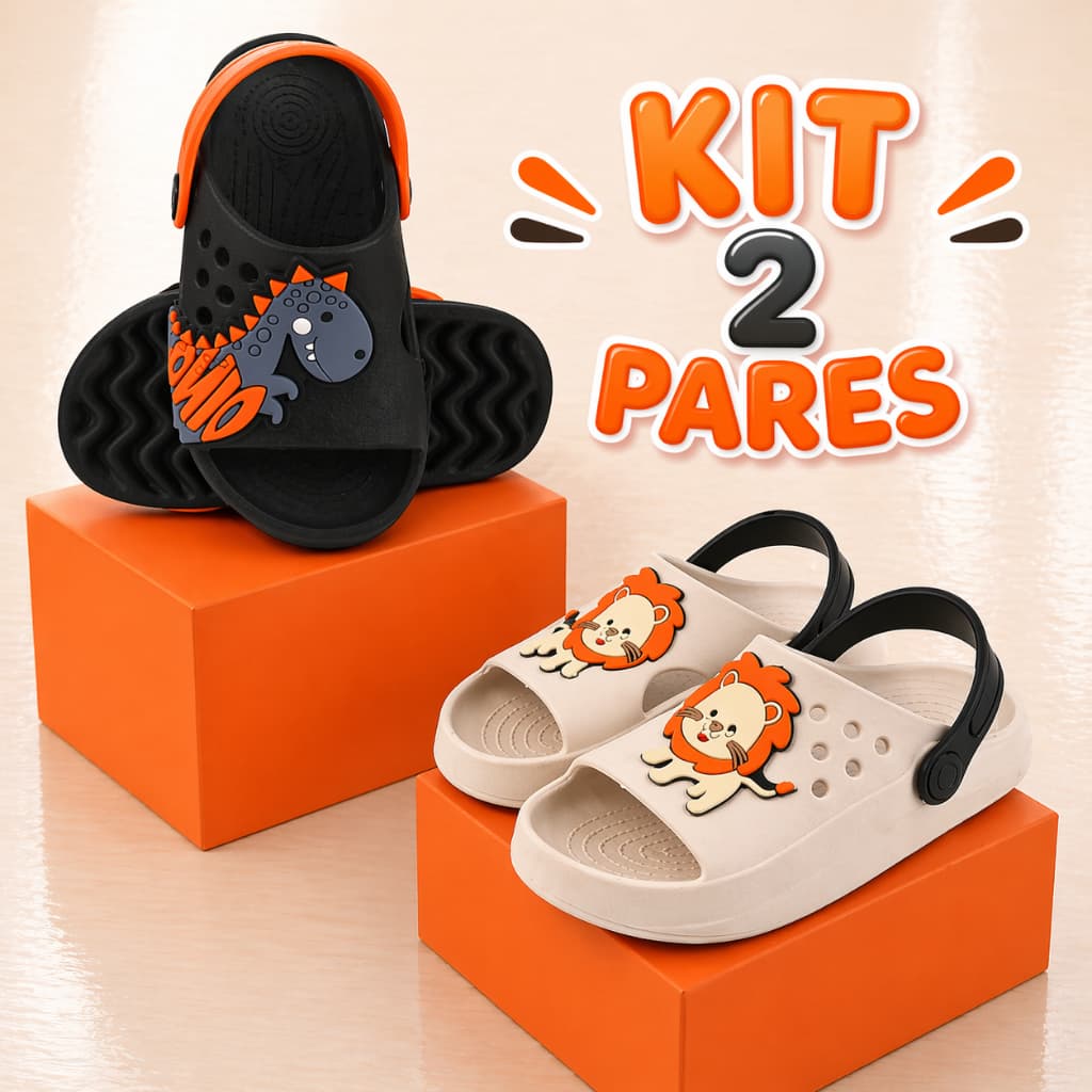 Kit 2 Pares Babuches infantil menino.Escolar.Drika Calçados.