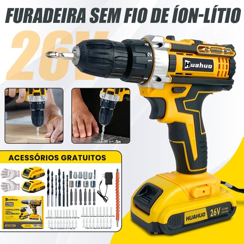 110V/220V Furadeira Parafusadeira 26V/18V/12V Baterias Sem Fio Impacto Com Maleta Completo Broca Bits Caixa de papelão~