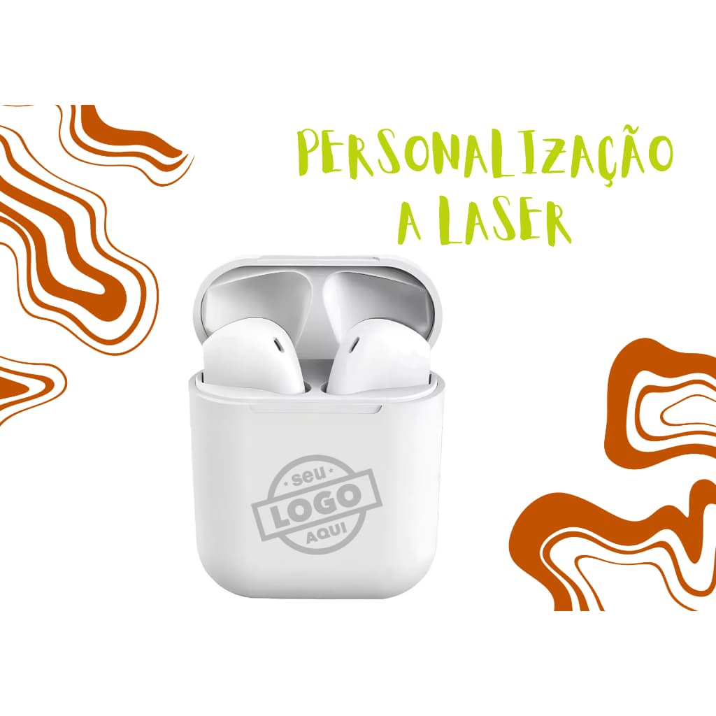 KIT COM 125 FONES DE OUVIDO BLUETOOTH PERSONALIZADOS a laser Sua Logo Imagem Nome