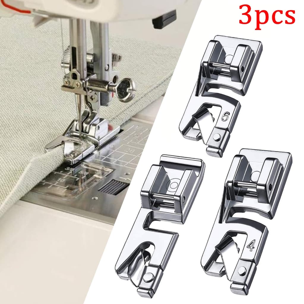 【Promoção】Kit 3 Peças Calcador De Bainha Barra 3, 4, 6mm Para Máquina Doméstica
