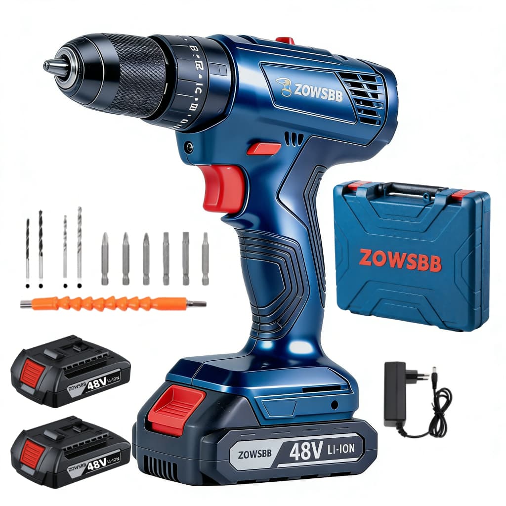 Furadeira parafusadeira de impacto 48V profissional 1900 RPM parafusadeira 2 baterias Genérica bosch
