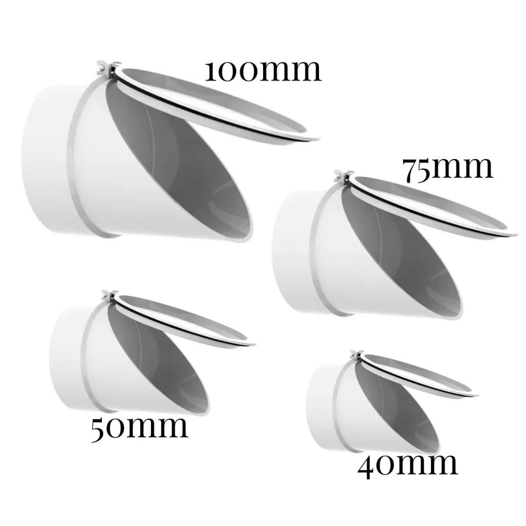 Válvula de Retenção de Esgoto 100mm 75mm 50mm 40mm Branca