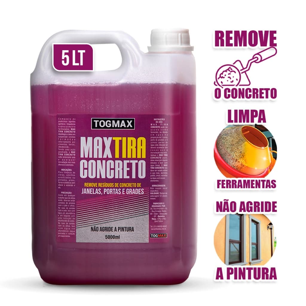 Removedor de Cimento e Concreto Togmax Max Tira Concreto Limpeza Pós Obra Remove Argamassa Rejunte