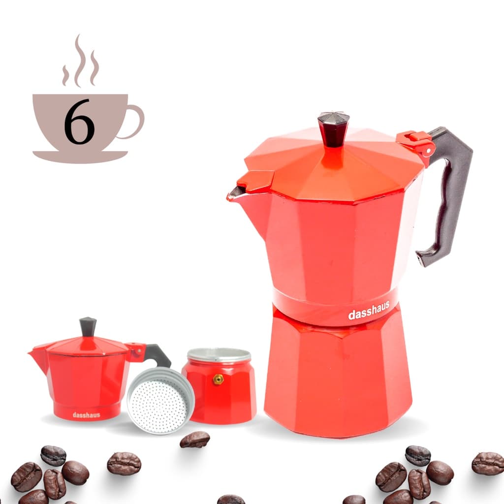 CAFETEIRA ITALIANA 06 CAFES VERMELHO DASSHAUS