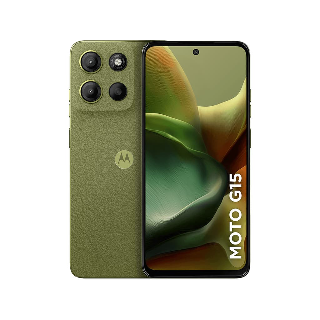 Smartphone Motorola Moto G15 256GB, 4G LTE, 12GB RAM Boost*, Camera 50MP, Tela FHD+ 6.7" - Verde Vegan Leather