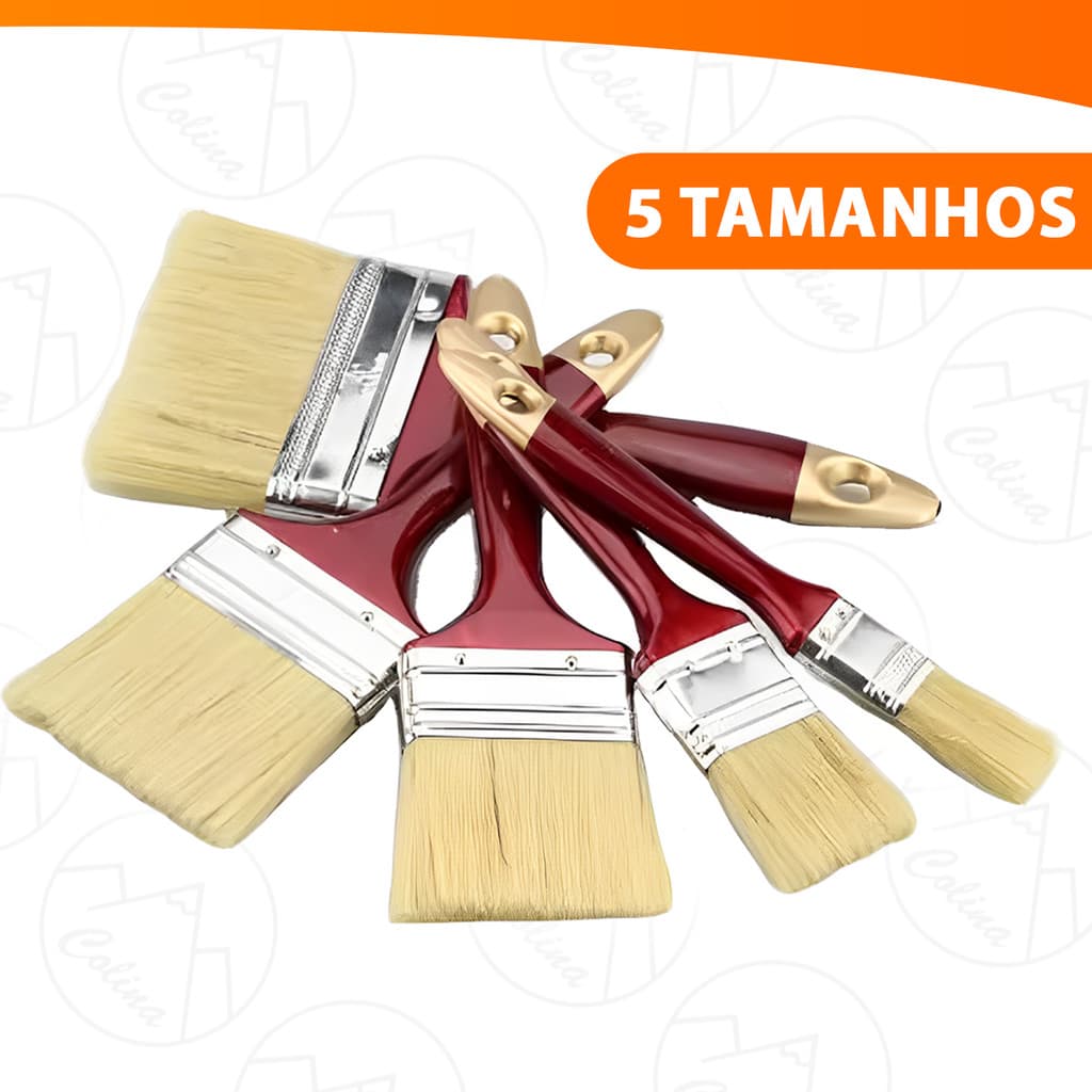 Kit 5 Pincéis Trincha Para Construção Multiuso Pintura Tamanhos Variados
